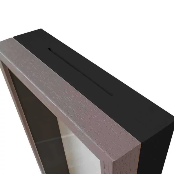 Cadre tirelire 20x20 cm | marron avec boîte noire | verre standard (2 mm)