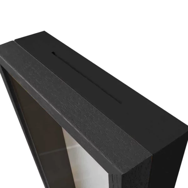 Spardosenrahmen 20x20 cm | Grau mit schwarzer Box | Normalglas (2 mm)