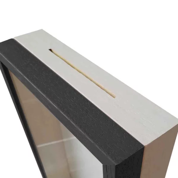 Cadre tirelire 20x20 cm | gris avec boîte blanche | verre standard (2 mm)
