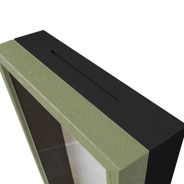 Spardosenrahmen 20x20 cm | Grün mit schwarzer Box | Normalglas (2 mm)