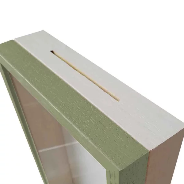 Cadre tirelire 20x20 cm | vert avec boîte blanche | verre standard (2 mm)
