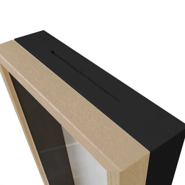 Cadre tirelire 20x20 cm | marron clair avec boîte noire | verre standard (2 mm)