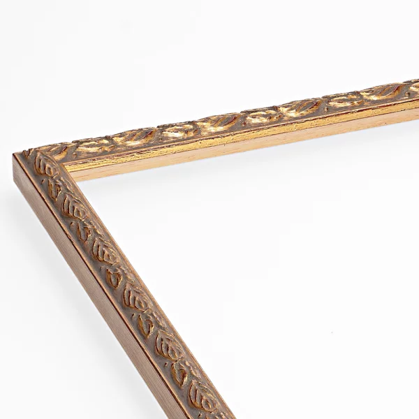 Barockrahmen Lugano 2 20x30 cm | Altgold mit Lorbeerblatt verziert | Normalglas (2 mm)