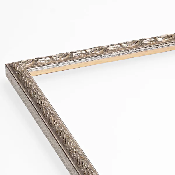 Barockrahmen Lugano 2 nach Maß antiksilber mit Lorbeerblatt verziert | Normalglas (2 mm)