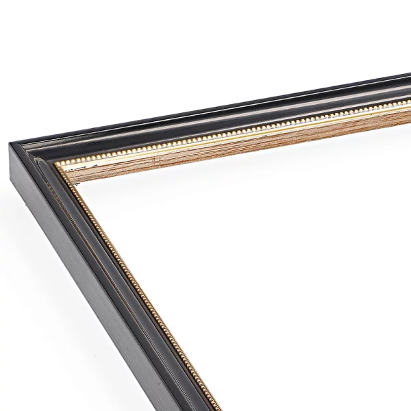 Barockrahmen Uster 35x50 cm | Schwarz-Silber mit Perle | Museumsglas UV 92 entspiegelt