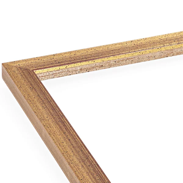 Holzrahmen Baar 20x30 cm | Antikgold auf Englischrot, durchgerieben | Leerrahmen (ohne Glas und Rückwand)