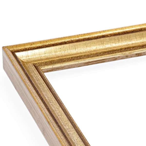 Barockrahmen Littau nach Mass antikgold quer geritzt | Normalglas (2 mm)