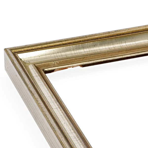 Barockrahmen Littau nach Mass antiksilber quer geritzt | Normalglas (2 mm)