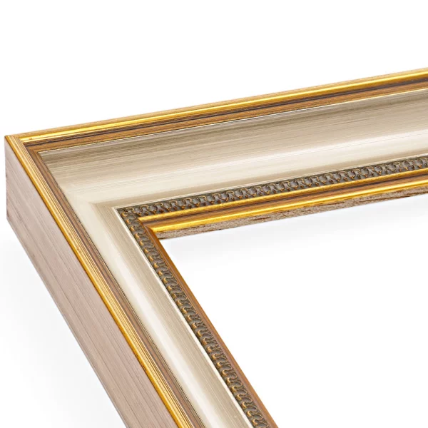 Barockrahmen Steffisburg 40x50 cm | altgold mit Wasserblattverzierung, Kehle elfenbein, patiniert | Normalglas (2 mm)