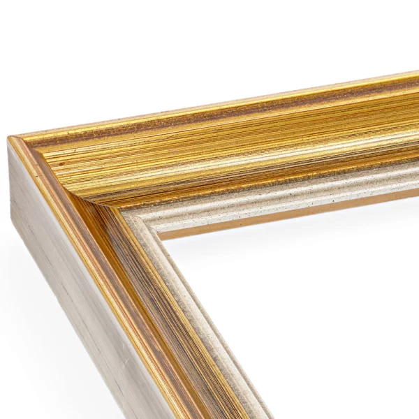 Barockrahmen Steffisburg 42x59,4 cm (A2) | Altgold und Rot, Kehle elfenbein | Normalglas (2 mm)