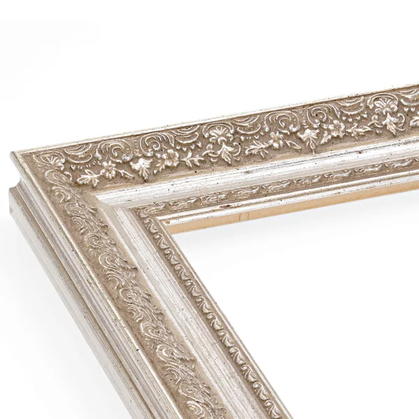 Barockrahmen Pratteln nach Maß silber verziert, flaemischer Barock | Normalglas (2 mm)