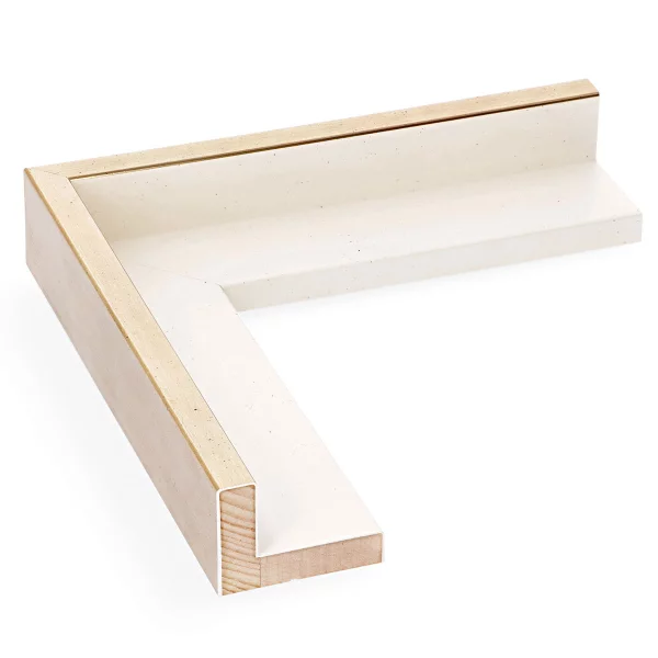 Schattenfugenrahmen Schlieren 20x30 cm | Messing auf Perlweiß | Leerrahmen (ohne Glas und Rückwand)