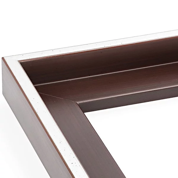 Schattenfugenrahmen Schlieren 60x80 cm | Silber auf Kaffeebraun | Leerrahmen (ohne Glas und Rückwand)