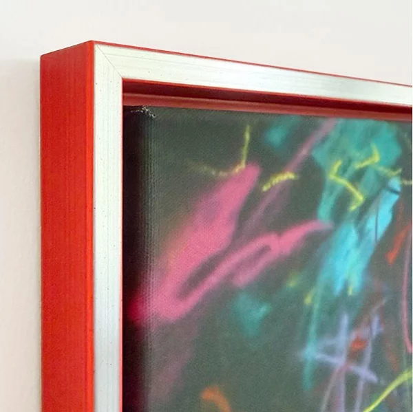 Schattenfugenrahmen Schlieren 42,x59,4 cm (A2) | Silber auf leuchtend Orange | Leerrahmen (ohne Glas und Rückwand)