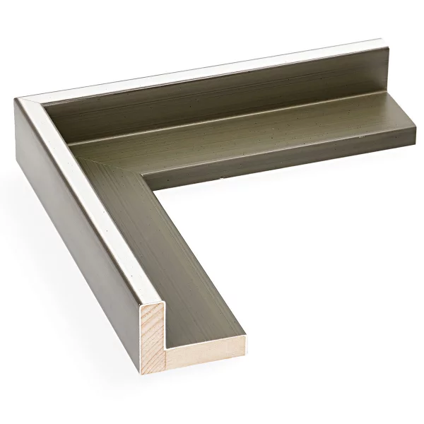 Schattenfugenrahmen Schlieren 40x50 cm | Silber auf Photografiebraun | Leerrahmen (ohne Glas und Rückwand)