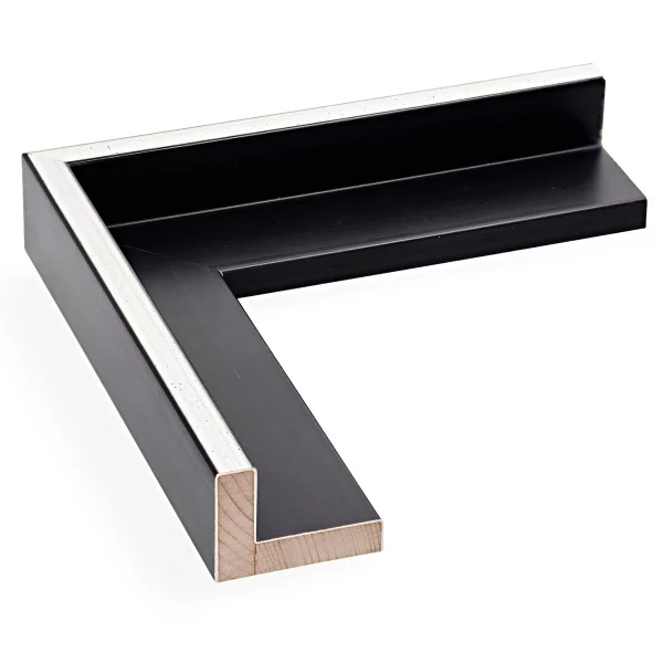 Schattenfugenrahmen Schlieren 40x50 cm | Silber mit Schwarz | Leerrahmen (ohne Glas und Rückwand)