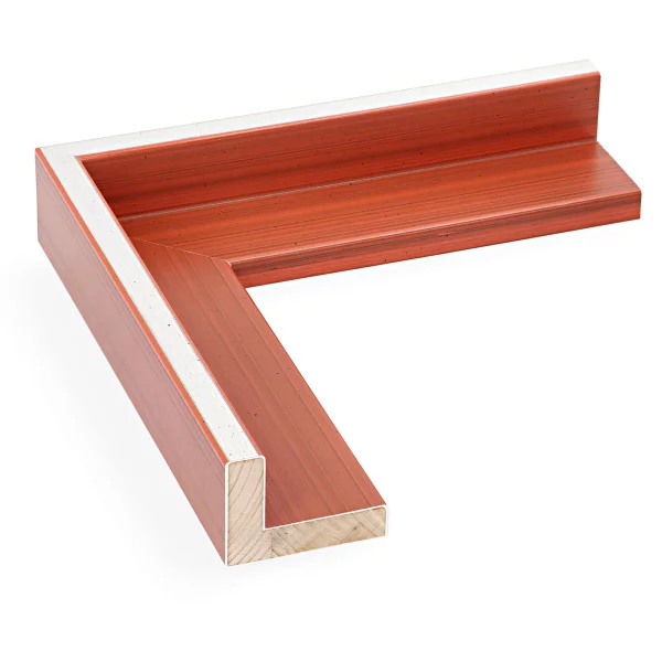 Schattenfugenrahmen Schlieren nach Mass Silber auf Terrakotta | Leerrahmen (ohne Glas und Rückwand)