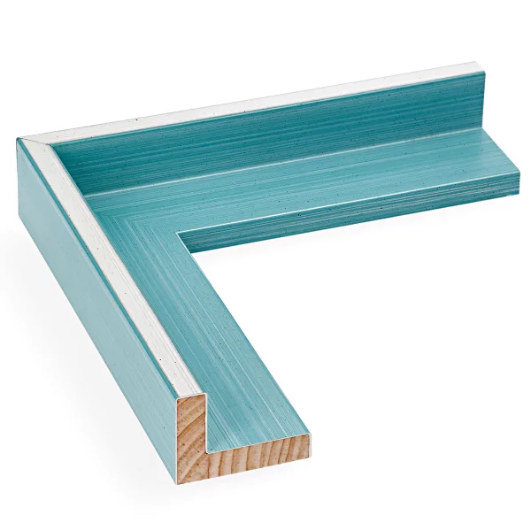 Schattenfugenrahmen Schlieren nach Maß Silber auf Tuerkis | Leerrahmen (ohne Glas und Rückwand)