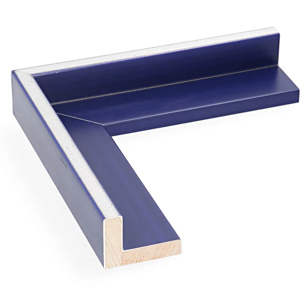 Schattenfugenrahmen Schlieren nach Mass Silber auf Ultramarinblau | Leerrahmen (ohne Glas und Rückwand)