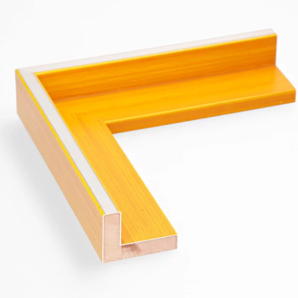 Schattenfugenrahmen Schlieren nach Maß Silber mit Sonnengelb | Leerrahmen (ohne Glas und Rückwand)