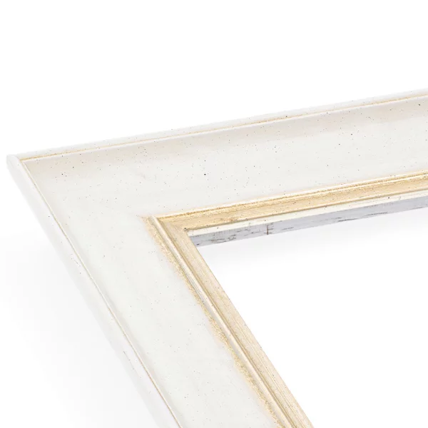 Barockrahmen Spiez 29,7x42 cm (A3) | Elfenbein, vorne Silber, handgrundiert | Normalglas (2 mm)