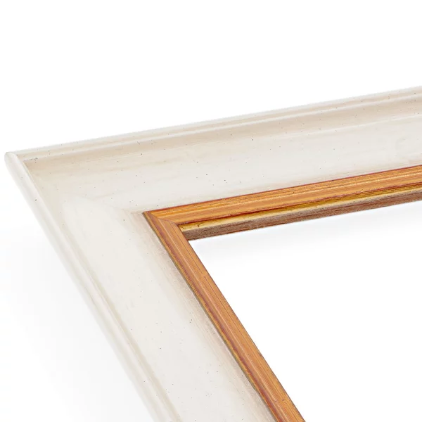 Barockrahmen Spiez nach Maß Elfenbein, vorne Gold, handgrundiert | Normalglas (2 mm)