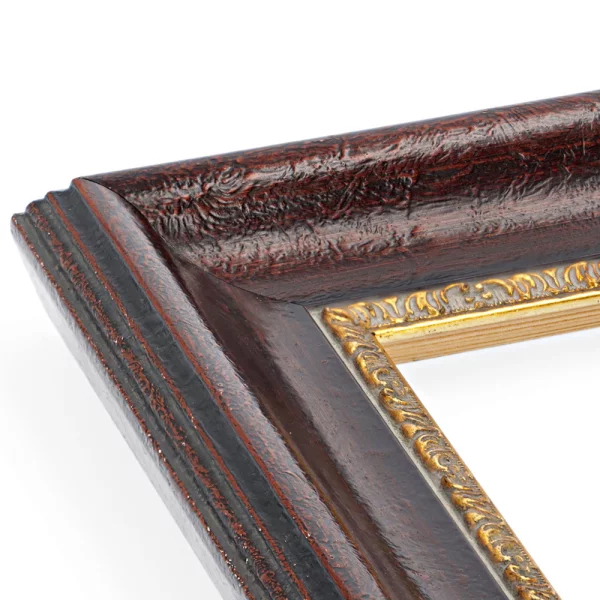Barockrahmen Worb 50x60 cm | ziegelerde matt, Verzierung gold | Normalglas (2 mm)