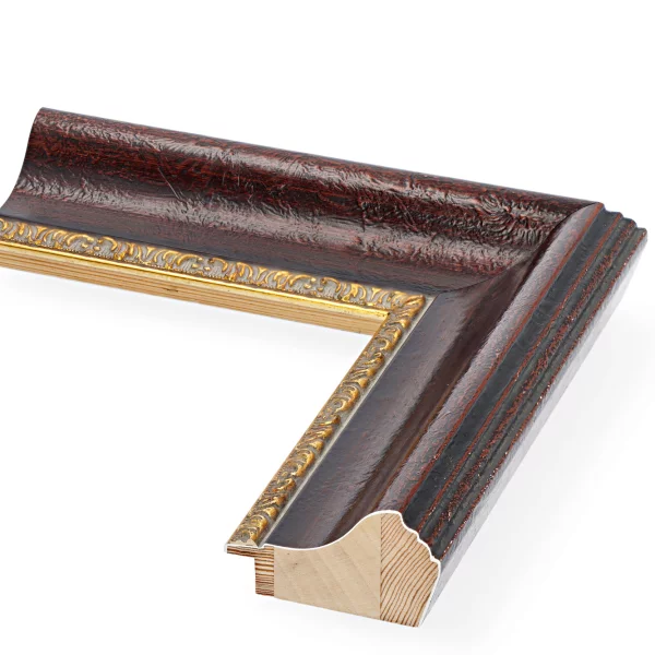 Barockrahmen Worb 29,7x42 cm (A3) | Ziegelerde matt, Verzierung gold | Normalglas (2 mm)