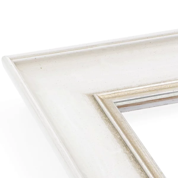 Barockrahmen Aarburg 50x70 cm | Elfenbein mit Silber, handgrundiert | Normalglas (2 mm)