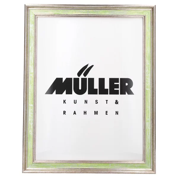 Cadre en bois Brême 18x24 cm | or blanc - vert | verre standard (2 mm)
