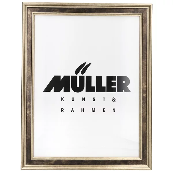 Cadre en bois Brême sur mesure or blanc - brun | verre standard (2 mm)