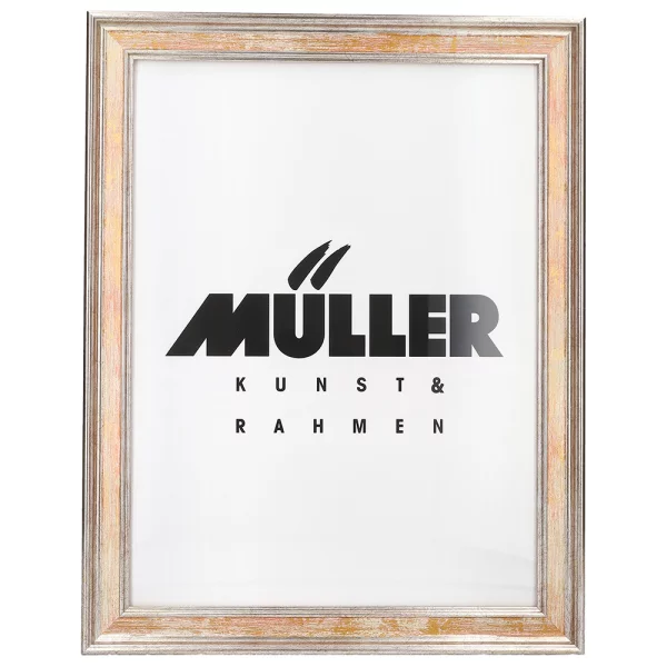 Cadre en bois Brême sur mesure or blanc - orange | verre standard (2 mm)