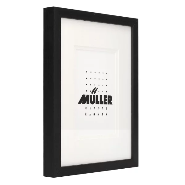 Holz-Bilderrahmen für Postkarten (10x15 cm) Schwarz, inkl. Passepartout 18x24 cm (10x15 cm) | Schwarz + Passepartout 2x weiß | Normalglas (2 mm)