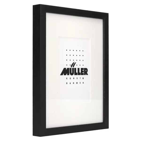 Holz-Bilderrahmen für Postkarten (10x15 cm) Schwarz, inkl. Passepartout 18x24 cm (10x15 cm) | Schwarz + Passepartout 1x weiß | Museumsglas UV 70 entspiegelt