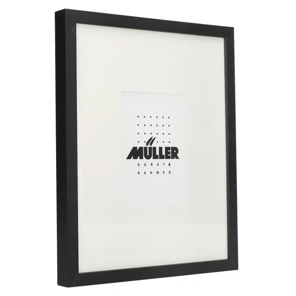 Cadre en bois pour cartes postales (10x15 cm), avec passe-partout 24x30 cm (10x15 cm) | noir + passe-partout 1x blanc | verre standard (2 mm)