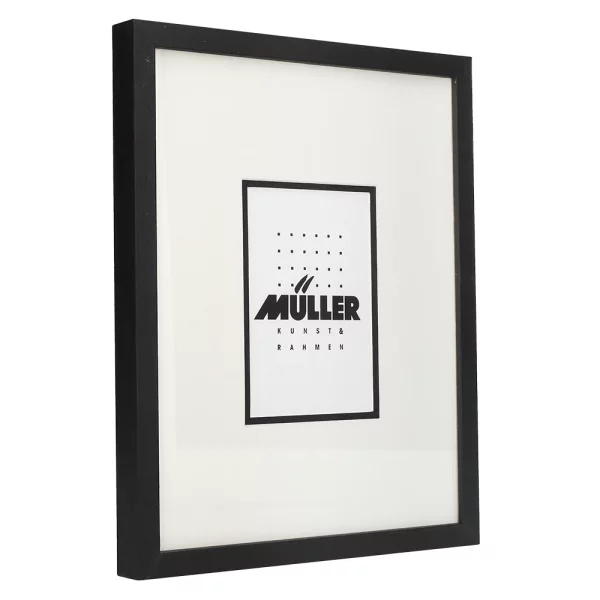 Holz-Bilderrahmen für Postkarten (10x15 cm) Schwarz, inkl. Passepartout 24x30 cm (10x15 cm) | Schwarz + Passepartout schwarz+weiß | Museumsglas UV 70 entspiegelt