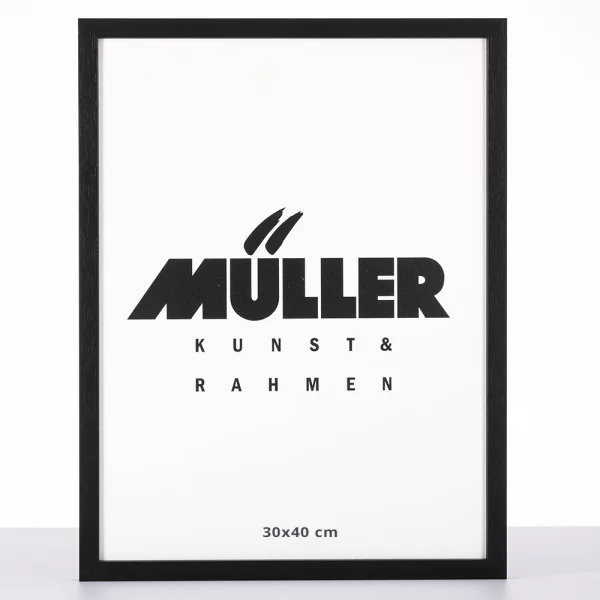 Cadre en bois Bavière sur mesure noir | verre antireflet mat (2 mm)