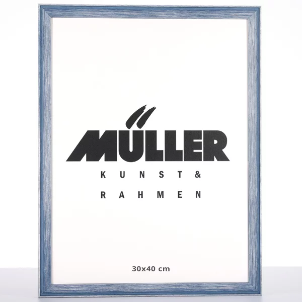 Cadre en bois Francfort sur mesure bleu | verre antireflet mat (2 mm)