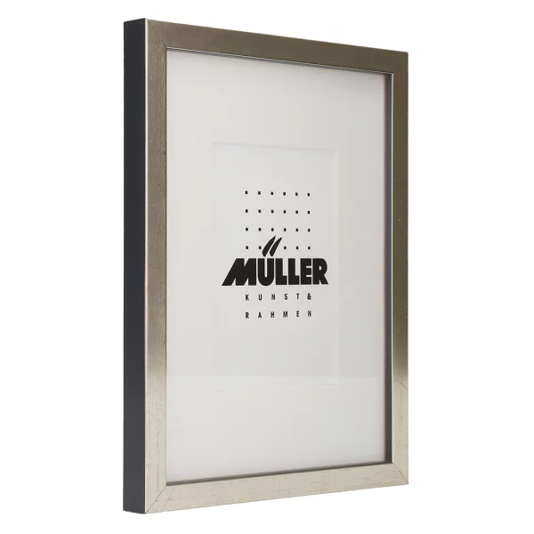 Cadre pour cartes postales (10x15 cm), avec passe-partout 18x24 cm (10x15 cm) | argent + passe-partout 1x blanc | verre standard (2 mm)