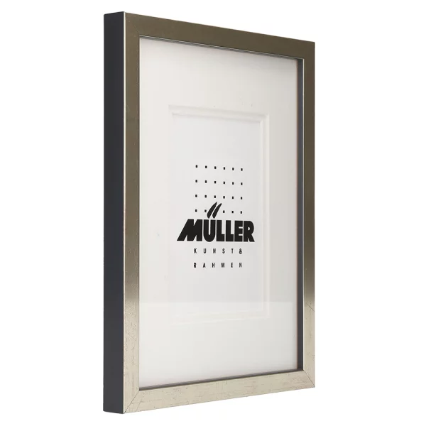 Cadre pour cartes postales (10x15 cm), avec passe-partout 18x24 cm (10x15 cm) | argent + passe-partout 2x blanc | verre standard (2 mm)