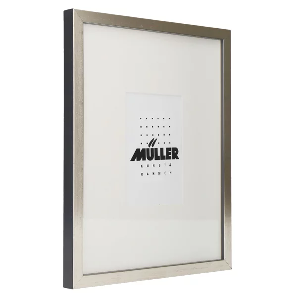 Cadre pour cartes postales (10x15 cm), avec passe-partout 24x30 cm (10x15 cm) | argent + passe-partout 1x blanc | verre standard (2 mm)