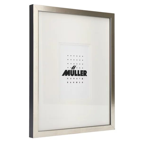 Holz-Bilderrahmen für Postkarten (10x15 cm) Silber, inkl. Passepartout 24x30 cm (10x15 cm) | Silber + Passepartout 2x weiß | Normalglas (2 mm)