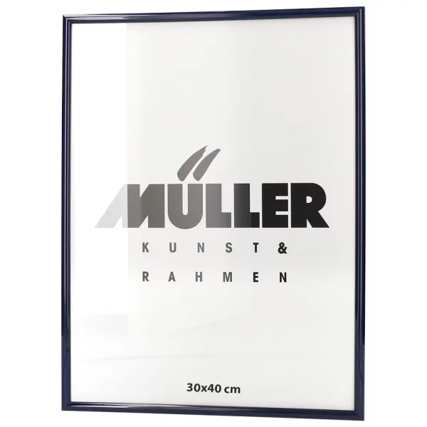 Cadre en bois Hesse sur mesure bleu foncé brillant | verre standard (2 mm)