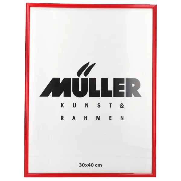 Cadre en bois Hesse sur mesure rouge clair brillant | verre standard (2 mm)