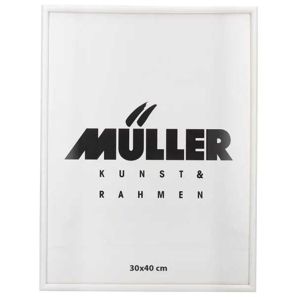 Cadre en bois Hesse sur mesure blanc brillant | verre standard (2 mm)