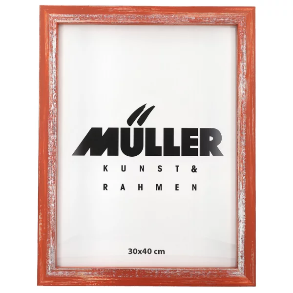 Holz-Bilderrahmen Rodgau nach Mass Orange | Normalglas (2 mm)