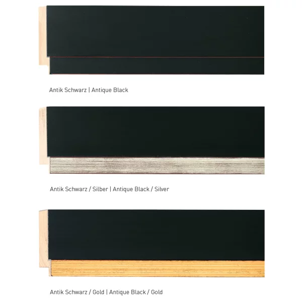 Holz-Bilderrahmen Metropolitan 51 21x29,7 cm (A4) | AntikSchwarz | Normalglas (2 mm)