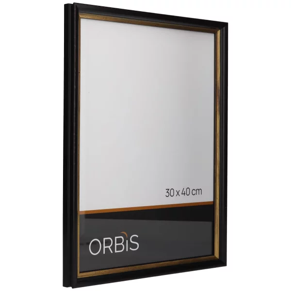 Bilderrahmen Neas aus Holz 13x18 cm | Schwarz mit Gold | Normalglas (2 mm)