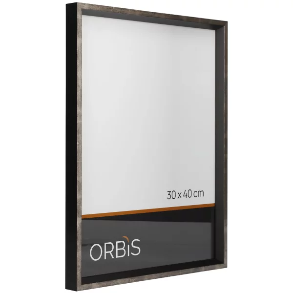Bilderrahmen Evoque aus Holz nach Mass Silber mit Schwarz | Normalglas (2 mm)