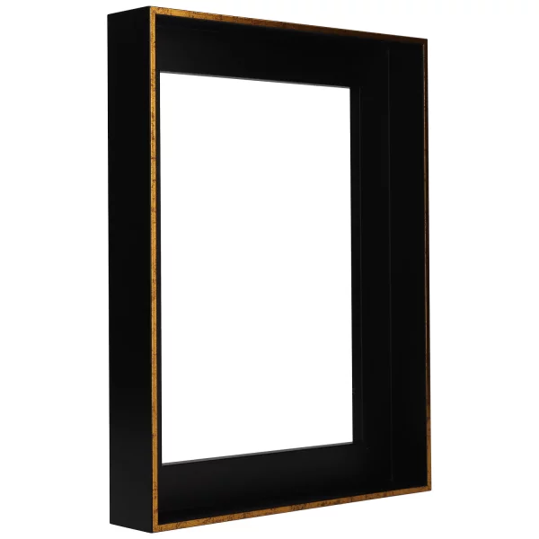 Schattenfugenrahmen Floater II 13x18 cm | Schwarz matt, Kante Gold | Leerrahmen (ohne Glas und Rückwand)